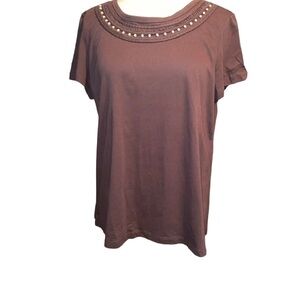 Women's Brown Embellished Top